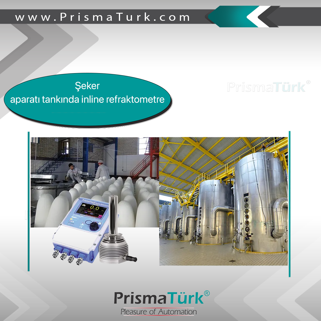 Şeker aparatı tankında inline refraktometre