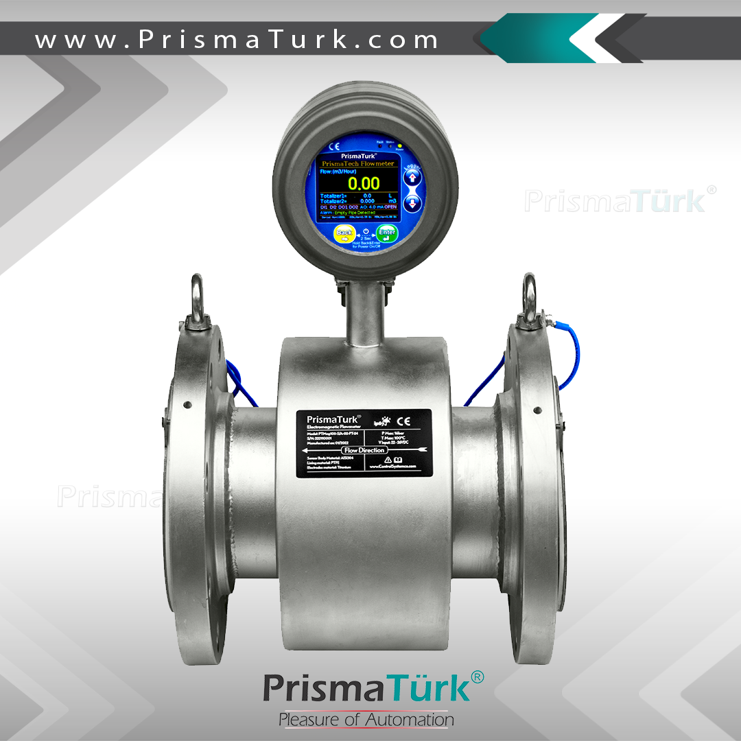 Gıda endüstrisi için Sınıf 150 çelik flanşlı elektromanyetik debimetre PrismaTürk